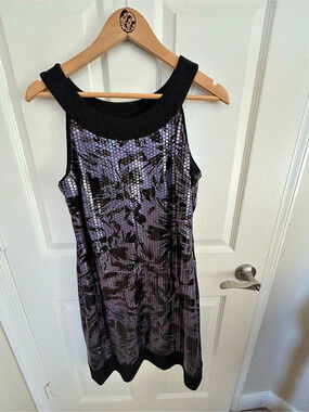Jolibel Sequin Mini Dress in Black & Purple Size 8 Like New
